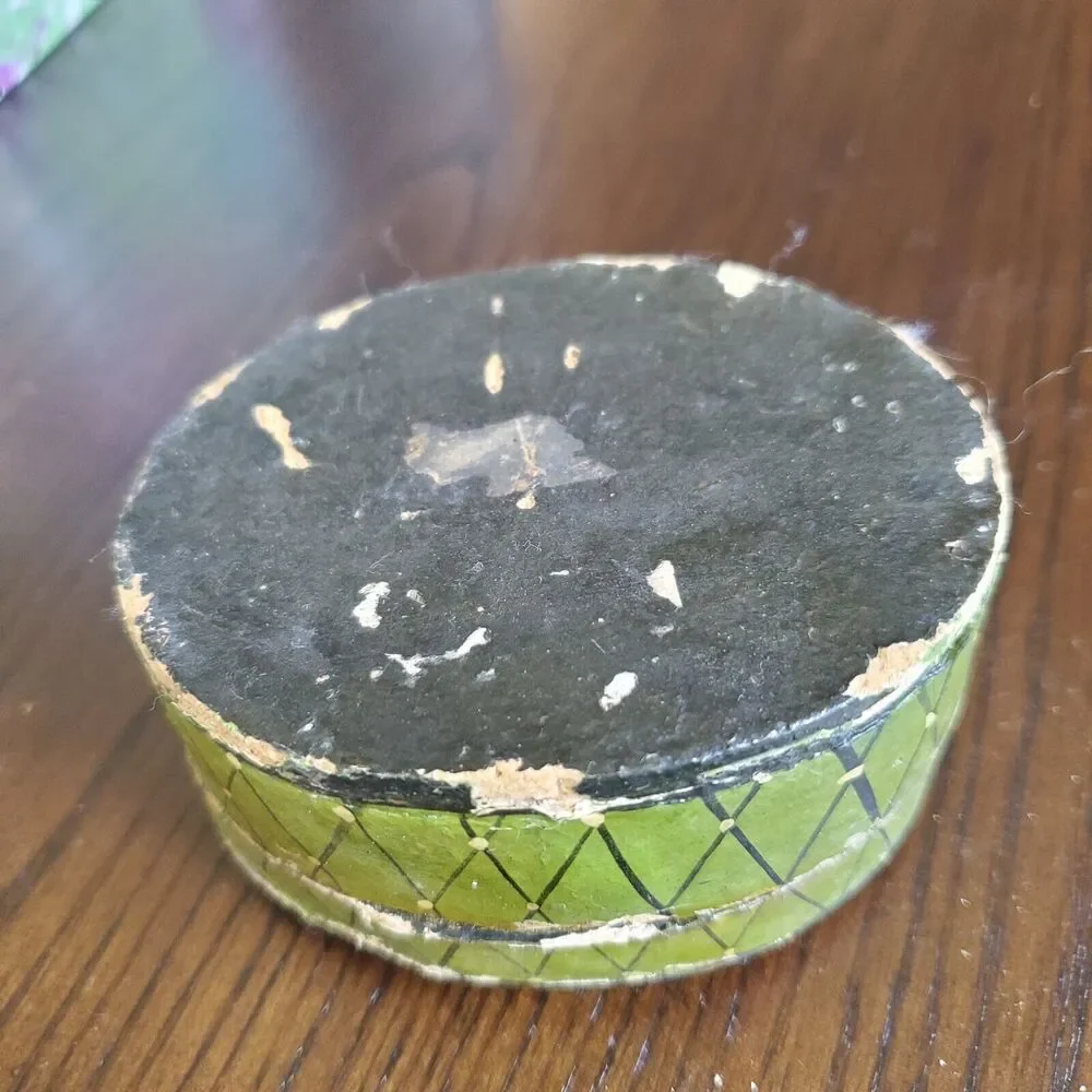 Vintage Ring Box Papier Mache Japanese? Design 3 Piece Oval Cardboard Paper - Picture 7 of 7